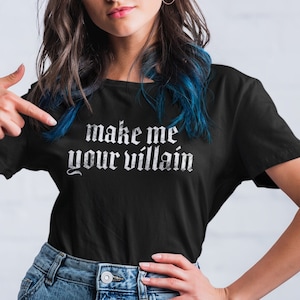 Koszulka z napisem „W porządku, zrób ze mnie swojego złoczyńcę” | Koszulka z napisem „Cień i kość” | The Darkling | Six of Crows | Bookish Merch | Czytelnik fantasy | Koszulka unisex