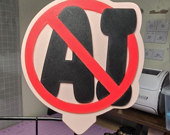 Custom "No AI" Grid Cube Sign for Artist Alley