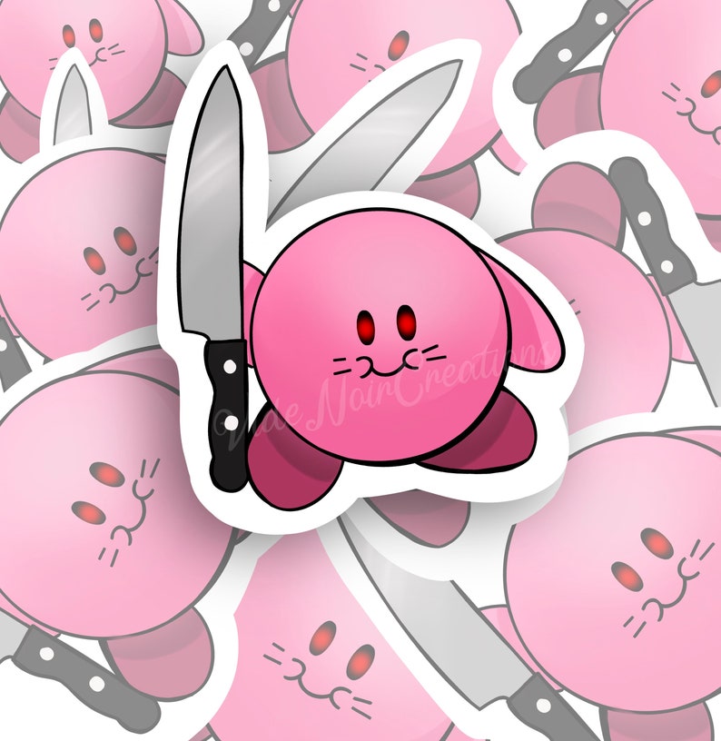 Kirby With Knife Meme Sticker, Kirby Meme, Knife, Meme, Memes, Funny