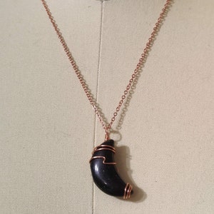 Wire Wrapped Green Sandstone Moon Necklace, Rose Gold Plated Chain