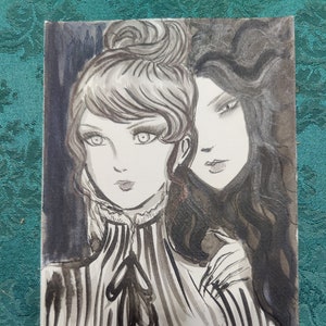Original Haunted Halloween Watercolor Anime Art: Mabs Drawlloween 2021