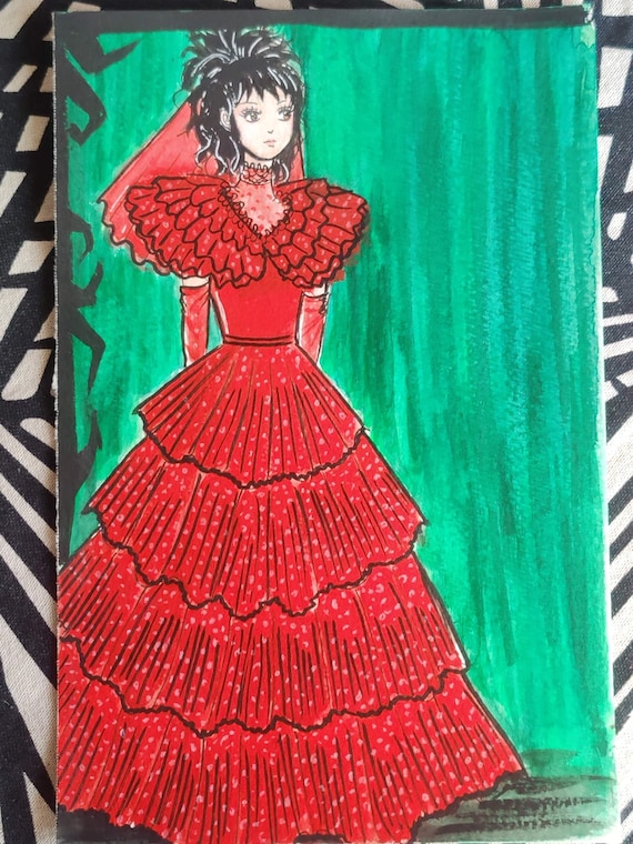 open lace back dress Movie Beetlejuice Lydia Deetz Kids Children Red Wedding Dress Cosplay   TrendsinCosplay