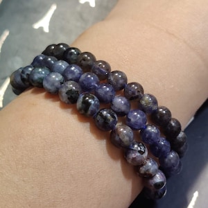 Iolite Stretch Bead Bracelets, Women&#39;s Bracelet, Unique Gift