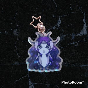 Pisces Zodiac Holographic Acrylic Keychain, Astrology Keychain, Zodiac gift, Kawaii Anime Keychain, Cute Keychain Accessory, Unique Gift