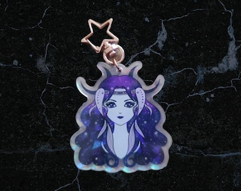 Pisces Zodiac Holographic Acrylic Keychain, Astrology Keychain, Zodiac gift, Kawaii Anime Keychain, Cute Keychain Accessory, Unique Gift