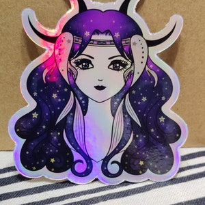 Pisces Astrology Vinyl Sticker, Holographic Zodiac sticker, Cute Kawaii Waterproof Sticker, Anime Laptop decal, Water Bottle Sticker