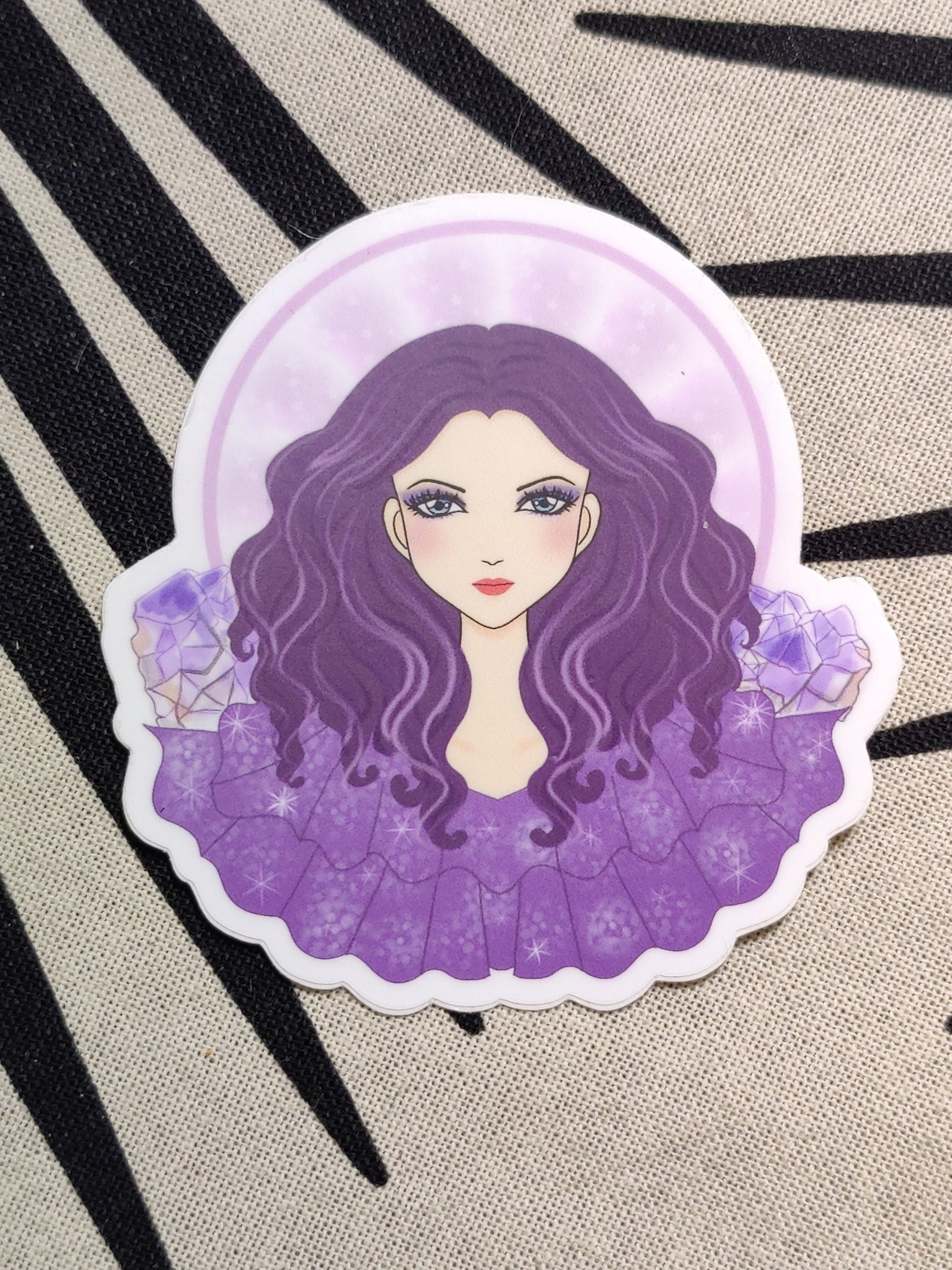 Kawaii Anime Crystal Amethyst Drawing Vinyl Sticker | Etsy