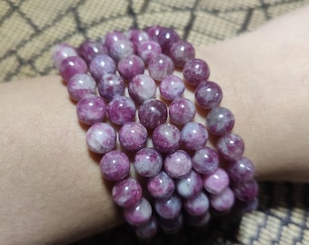 Pink Tourmaline 8mm Stretch Bead Bracelets, Women's Bracelet, Unique Gift