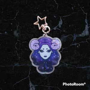 Aries Zodiac Holographic Acrylic Keychain, Astrology Keychain, Zodiac gift, Kawaii Anime Keychain, Cute Keychain Accessory, Unique Gift