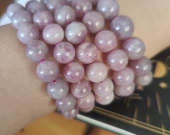 Madagascar Lavender Rose Quartz Stretch Bead Bracelet