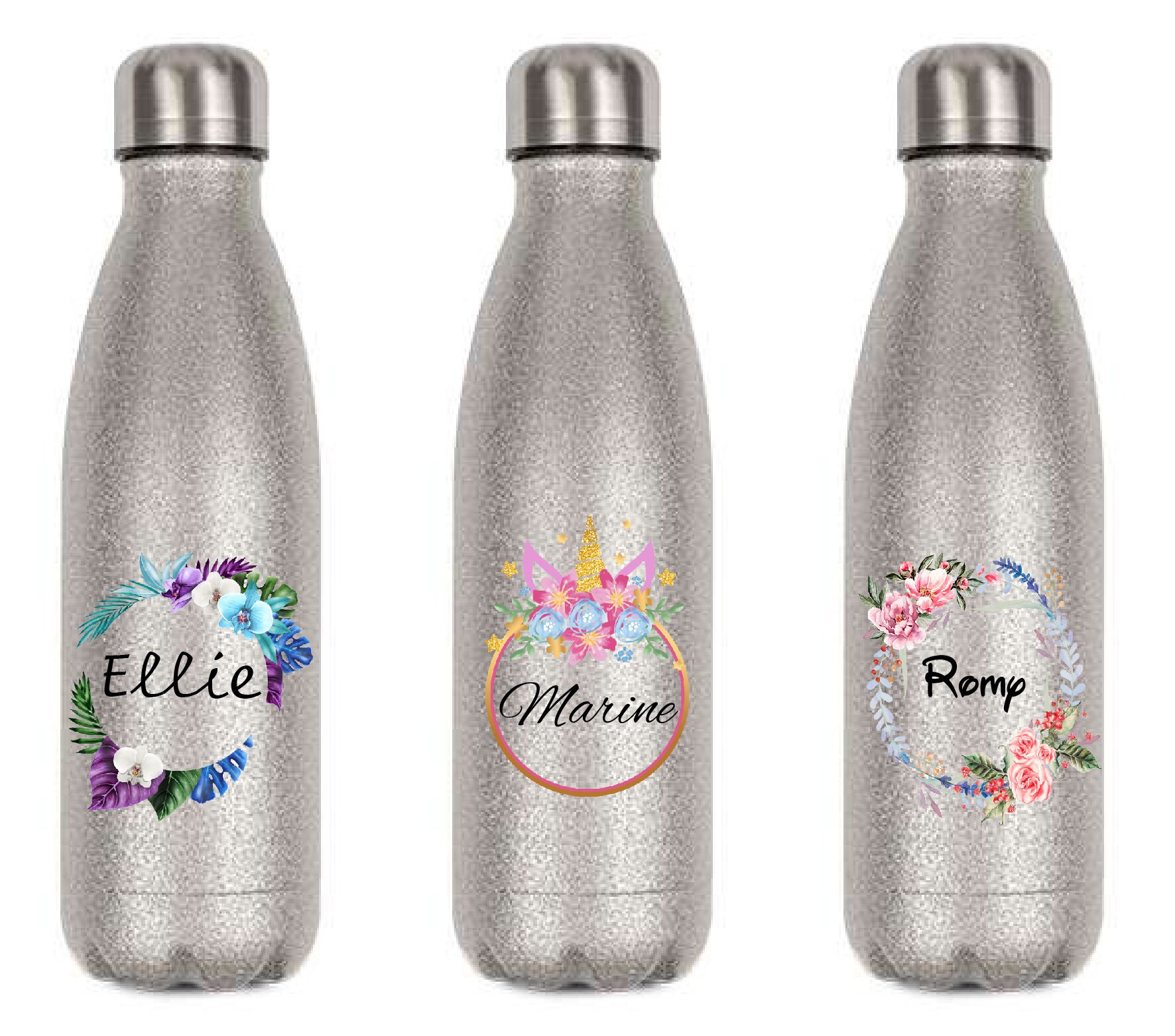 Bouteille Isotherme Personnalisé , Bouteille Paillette , Gourde Enfant Gourde Isotherme, Couronnes F