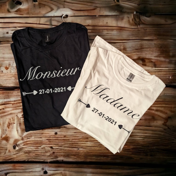 t-shirt couple , idée cadeau couple , cadeaux EVJF , cadeau mariage , t-shirt personnalisé, cadeau couple mariage, Collection flèche
