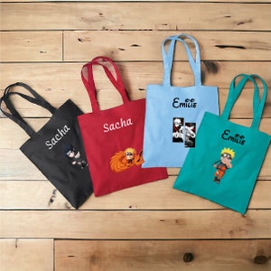 tote bag manga ,tote bag personnalisé, cadeau enfant, sac à livres , sac enfant personnalisé, Naruto