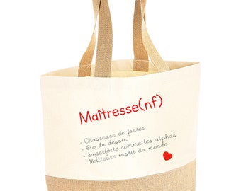 cadeau maitresse , Tote bag personnalisé , fin année scolaire , cadeau maitresse personnalisé, sac cadeau personnalisé , collection dico