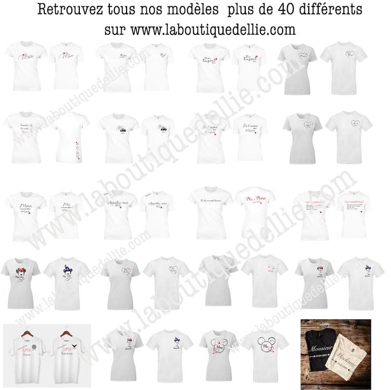 t-shirt couple , idée cadeau couple , cadeaux EVJF , cadeau mariage , t-shirt personnalisé, cadeau couple mariage, Collection voyage image 2