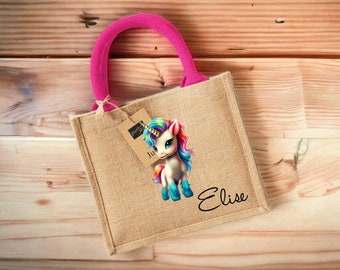 mini sac cabas , sac cabas enfant , sac enfant personnalisé , cadeau enfant personnalisé, sac à mains enfant , mini cabas licorne