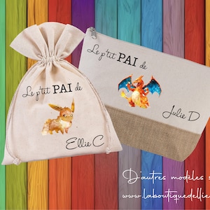 Pochon Pai , petit sac enfant , PAI , rangement enfant personnalisé , sac personnalisé enfant , collection Pokemon