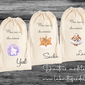 Sac à chaussons personnalisé , cadeau enfants , idée cadeau rentrée scolaire, cadeau école, cadeau utile, collection tête animaux