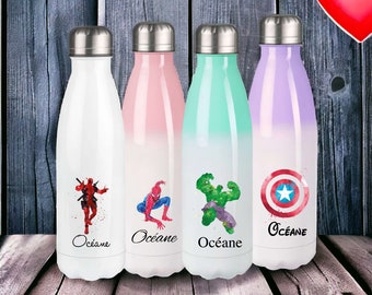 gourde enfant personnalisé, bouteille personnalisé , gourde enfant , bouteille eau personnalisé , super heros