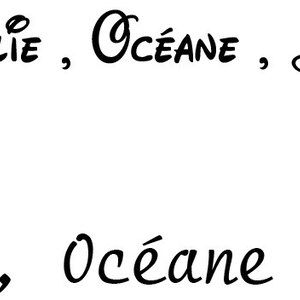 May include: A handwritten list of names, including "Ellie", "Oc&eacute;ane", "Jordane", and "Marie". The list is labelled "Disney" and "Script".