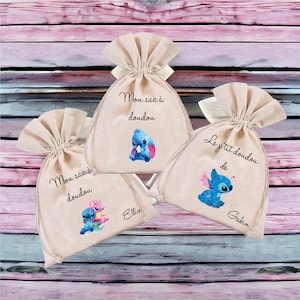 Sac à doudou personnalisé , cadeau enfants , idée cadeau rentrée scolaire, cadeau école, cadeau utile, collection stitch