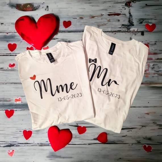 t-shirt assortis couple amoureux de, cadeau saint Valentin, cadeau