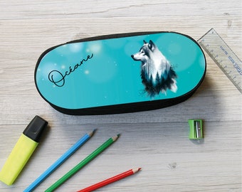 personalized pencil case, pencil case, personalized child's kit, child's gift, back to school gift, oval animal kit W