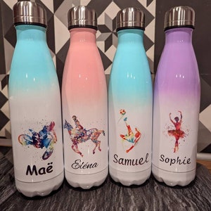 Personalized insulated bottle, personalized water bottle, personalized bottle, personalized children's water bottle, Sport and music image 4