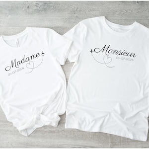 t-shirt couple , idée cadeau couple , cadeaux EVJF , cadeau mariage , t-shirt personnalisé, cadeau couple mariage, Collection voyage image 1