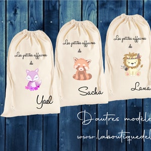 sac mes petites affaires,Sac personnalisé , cadeau enfants , idée cadeau rentrée scolaire, cadeau école, collection animaux et véhicules
