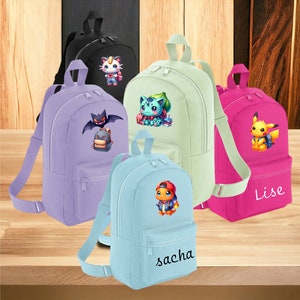 sac a dos personnalisé , cadeau enfants ,idée cadeau rentrée scolaire, cadeau école, sac à dos enfant, pokemon school, pikachu, evoli
