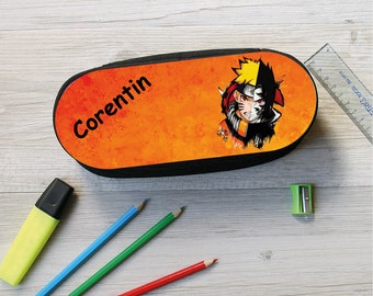 personalized pencil case, pencil case, personalized children's kit, children's gift, back to school gift, oval naruto pencil case