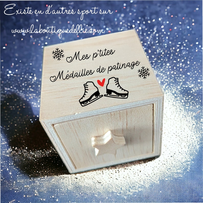 Schmuckschatulle, personalisierte Box, Schmuckschatulle für Kinder, Geschenk für Kinder, Schmuck, Schmuckaufbewahrung, Ski, Medaillen, Skimedaillen Bild 3