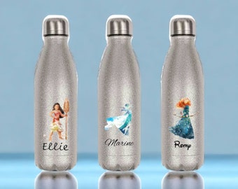 bouteille isotherme personnalisé , bouteille paillette ,gourde personnalisé ,gourde enfant , , gourde isotherme, princesses disney