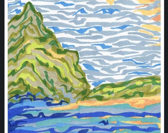 Papel de lienzo: Paisaje marino de montaña - Impresión Giclée