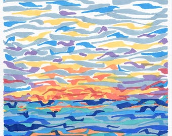 Lienzo impreso: Atardecer en el mar - Impresión Giclée