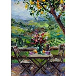 Tuscany painting Original art Impressionist painting Impasto Italy wall art Gift for her