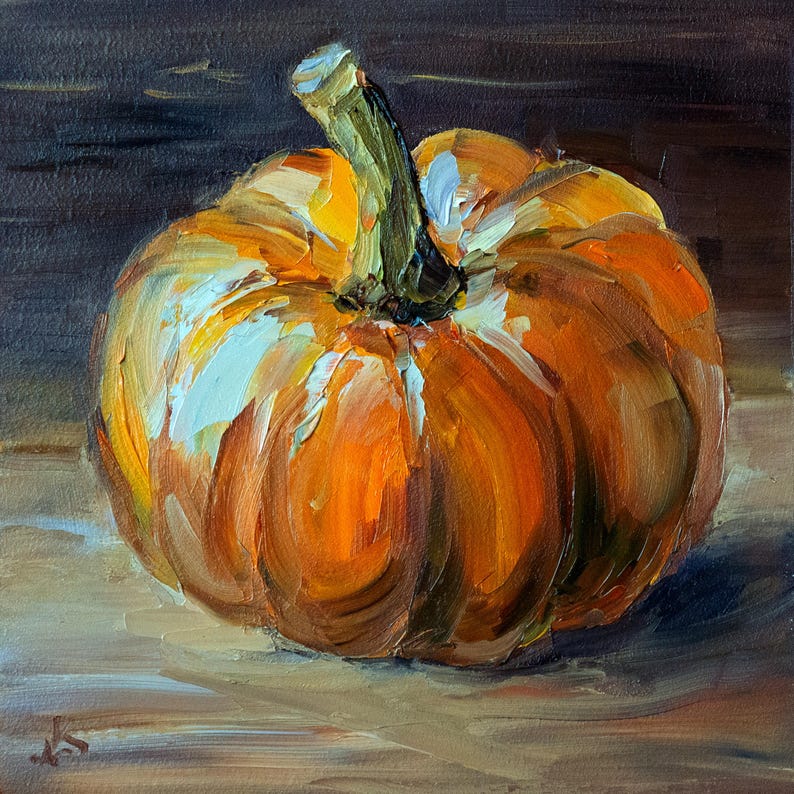 Pumpkin Painting Original art, Vegetable oil Painting, Artwork by Bondareva Nataliia image 6