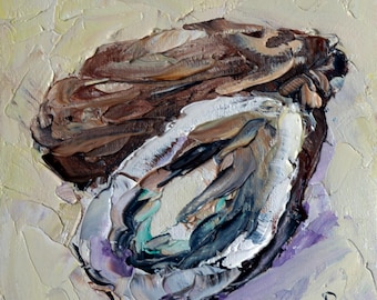 Oyster painting, Original food art, Seafood painting, Kitchen wall decor