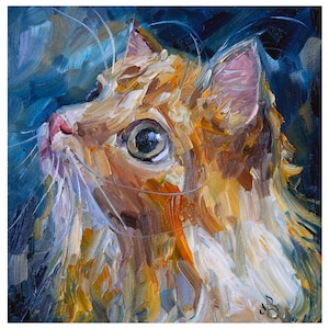 Portrait ginger cat painting Animal Original art, Orange Tabby Cat Art, Gift for kids room decor, Gift for cat lovers