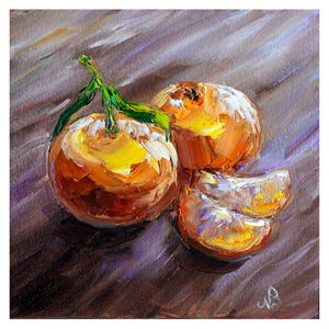 オリジナル玉ねぎ油絵：小さなキッチン静物画（8x8インチ