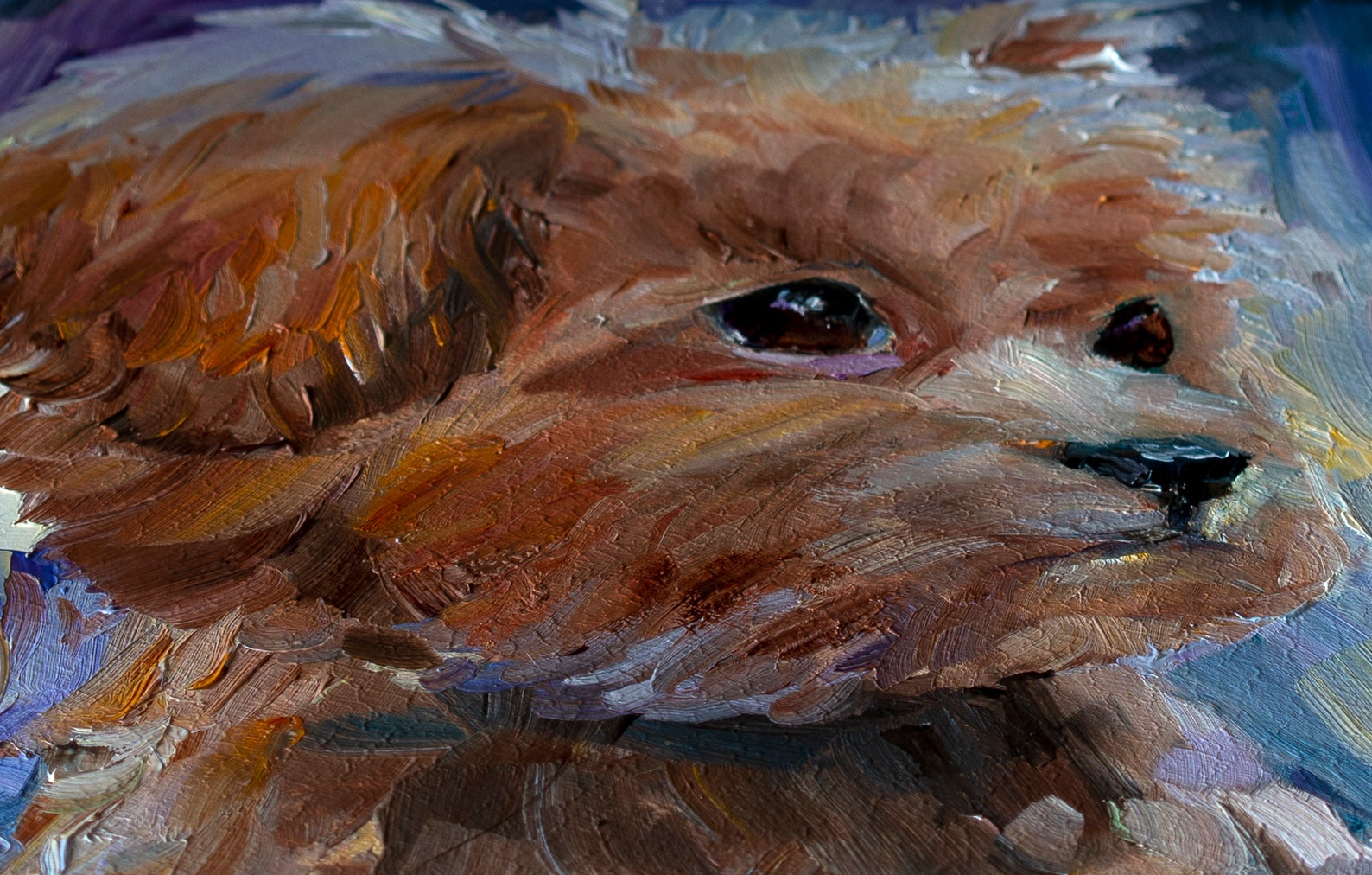 Portrait Cute Puppy Painting Original Art Impasto Small Oil - Etsy