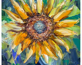 ゴッホ風ひまわりの絵画：BoNatArtの小さな壁アート