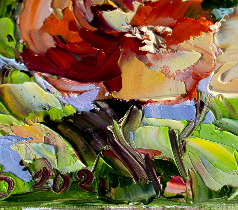 Hibiscus small wall art 8x8 cute gift for mom Hibiscus painting Original art Gift for her Impasto flower painting