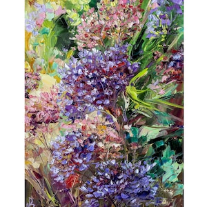 Abstract floral paintings on canvas, Impasto Original art, Textured flowers painting, Bedroom wall decor, gift for her