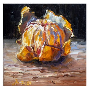 Tangerine painting Original art, Citrus artwork, Kitchen fruit painting, Impressionist painting, Gift for him