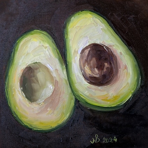 Avocado painting Original art, Vegetable art, Food art painting, Kitchen wall decor, artwork by Bondareva Nataliia