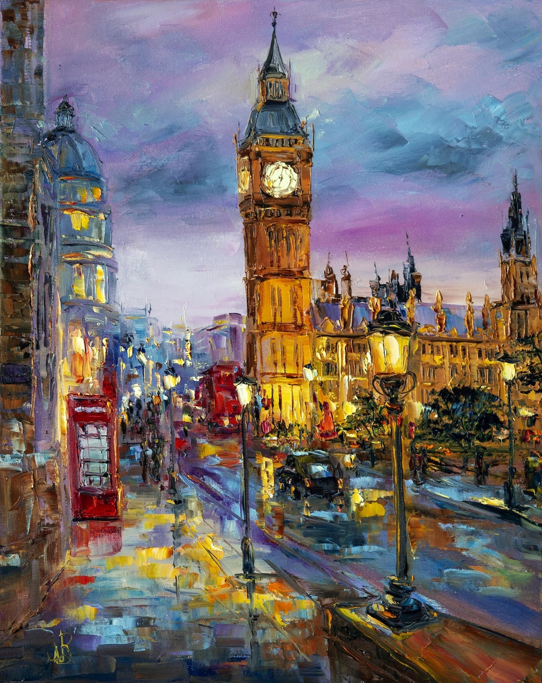 rainy-london-oil-painting-on-canvas-big-ben-painting-night-city