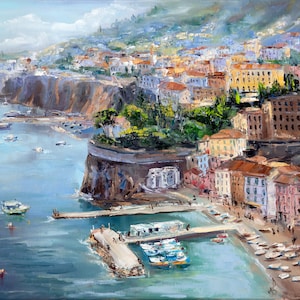 Sorrento Italy paintings on canvas, Original art, Amalfi coast painting, Artwork by BoNatArt