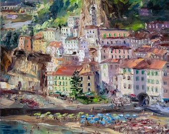 Amalfi Coast Canvas Paintings, Original Art, Wall Decor in Italy by BoNatArt